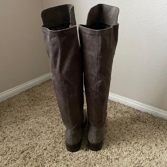 Lucky Brand Boots Womens Size 6.5 Taupe Gray Calypso Suede Leather Over the Knee - Picture 9 of 16